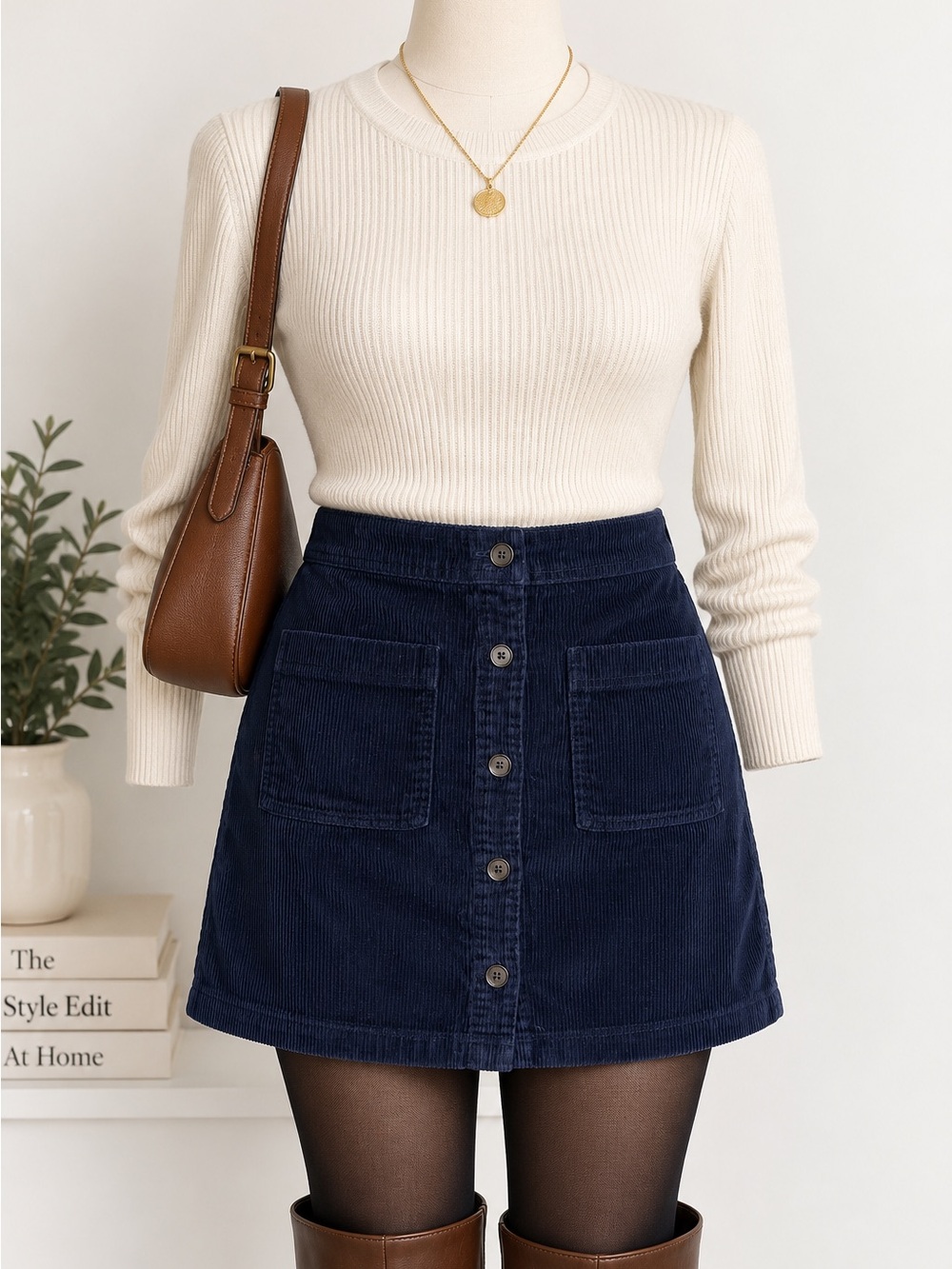GAP Navy Corduroy Button Front Mini Skirt Size L Patch Pockets